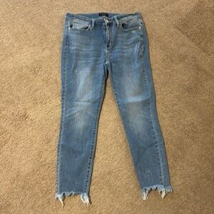 Judy Blue Raw Hem Bleach Splatter Skinny Jeans